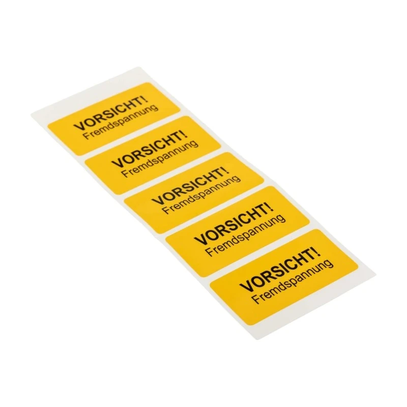 Idento Yellow Polyvinyl Chloride Safety Label VORSICHT! Fremdspannung ESSW74052