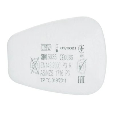 3M Dust Filter for Use with 3M 5000 Series Respirator 5935, Bayonet Connection, White, UK Origin 5935