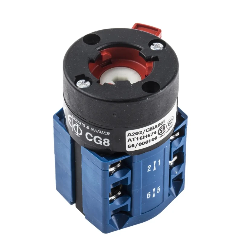 Kraus & Naimer Panel Mount 2 Position 3 Pole Cam Switch 20A 60° Throw CG8.A202/GBA001.*FT