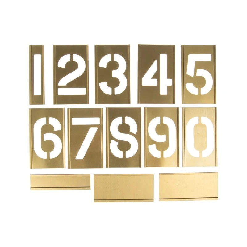 AT Brown 13 Piece Brass Stencil Numbers Only 76 mm Character Height 175136