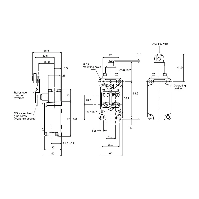 Honeywell Technologies LS Series Roller Lever Limit Switch, SPDT, IP67, Die Cast Zinc Housing, 240V AC, 6A 1LS244-4C