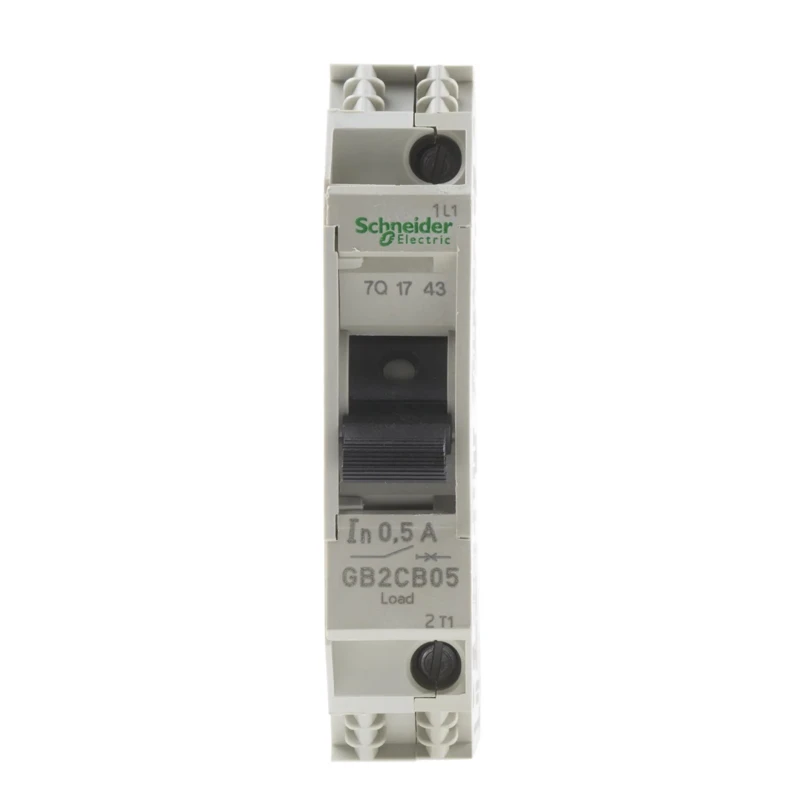 Schneider Electric TeSys GB2 Thermal Magnetic Circuit Breaker 1-Pole 500mA Current Rating 110V AC 48V DC DIN Rail GB2CB05