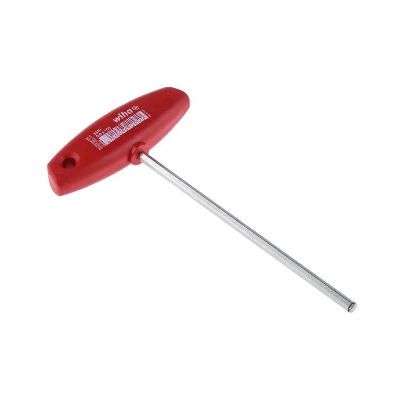 Wiha Nickel Chrome Plated T-Handle Metric Hex Key, Hex Size 5 mm, Chrome Vanadium Steel, Overall Length 182mm 22172