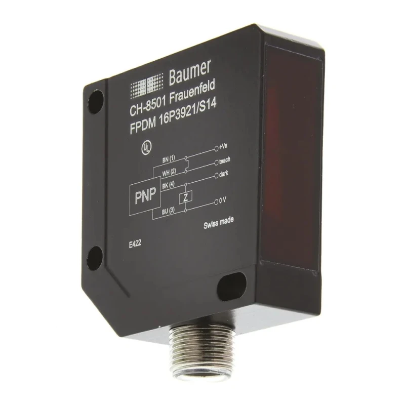 Baumer Retroreflective Photoelectric Sensor Block Sensor 4 m Detection Range PNP Output IP67 FPDM 16P3921/S14