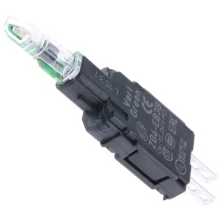 Schneider Electric Harmony Series Light Block, LED Illuminated, 30V ac/dc, Green, FASTON Terminal, Model ZB6EB3B