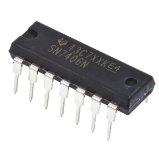 Texas Instruments Inverter Logic IC 6 Elements, TTL Input, Open Collector Output, 14-Pin PDIP SN7406N