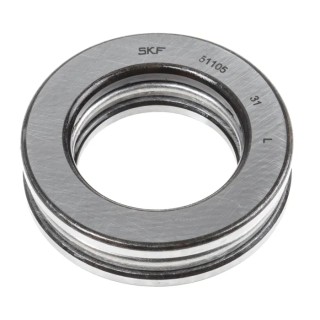 SKF Single Direction Thrust Ball Bearing 25 mm ID, 42 mm OD, Race Width 11 mm, Cage Sheet Metal, Steel Balls 51105