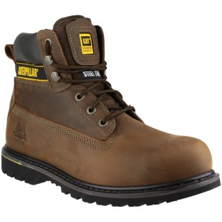 CAT Holton Brown Steel Toe Capped Men's Safety Boots Size UK 12, EU 46, Heat Resistant Sole, Lace Up P708025