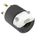 Hubbell 15A 250V USA Mains Plug Black Nylon Cable Screw Termination HBL5666C