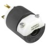 Hubbell 15A 250V USA Mains Plug Black Nylon Cable Screw Termination HBL5666C