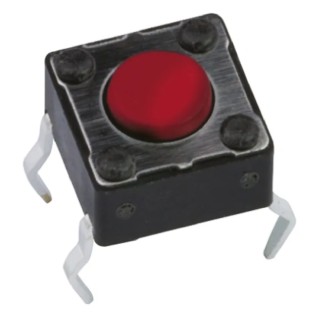 APEM Red Tactile Switch Button, 1.5 mm Actuator, SPST Momentary 50mA 12V dc PCB Mount DTS62RV