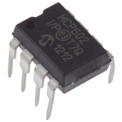 Microchip Operational Amplifier MCP602-I/P, 2.8 MHz Gain Bandwidth, 8-Pin PDIP, 5V Through Hole MCP602-I/P