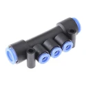 SMC Polybutylene Terephthalate 3 Outlet Pneumatic Manifold, 1 Inlet Port, Max Pressure 1 Mpa KM13-06-10-3