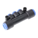 SMC Polybutylene Terephthalate 3 Outlet Pneumatic Manifold, 1 Inlet Port, Max Pressure 1 Mpa KM13-06-10-3
