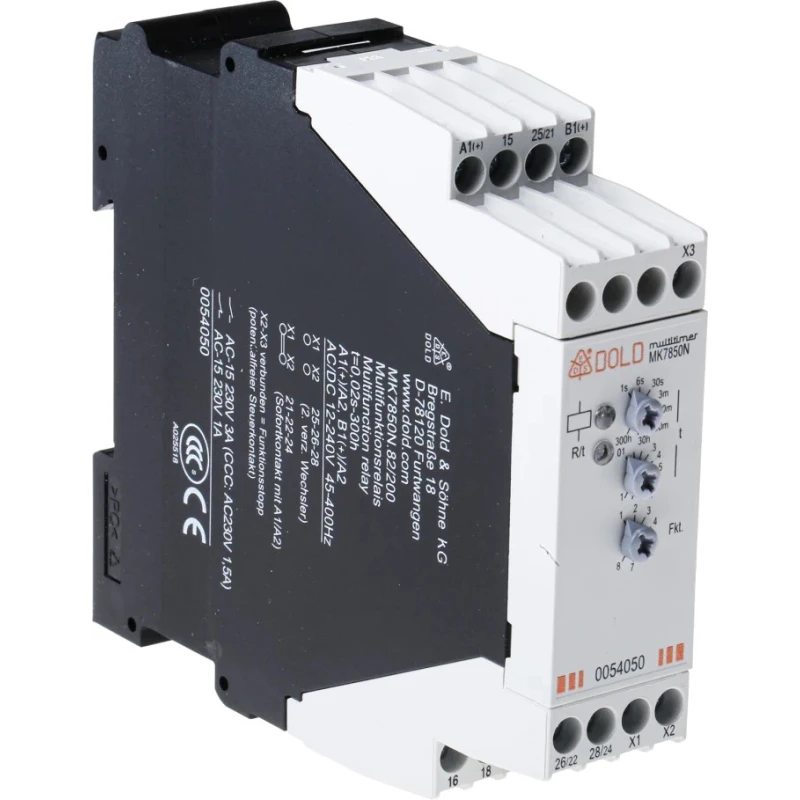 Dold MK 7850N Series DIN Rail Timer Relay 2-Contact DPDT 12 to 240 V AC/DC MK7850N.82/200 AC/DC12-240V 0.02S-300H