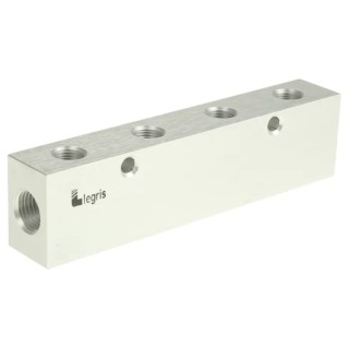 Legris Double Sided Anodised Aluminium Pneumatic 8 Outlet Manifold 3313 10 13 04