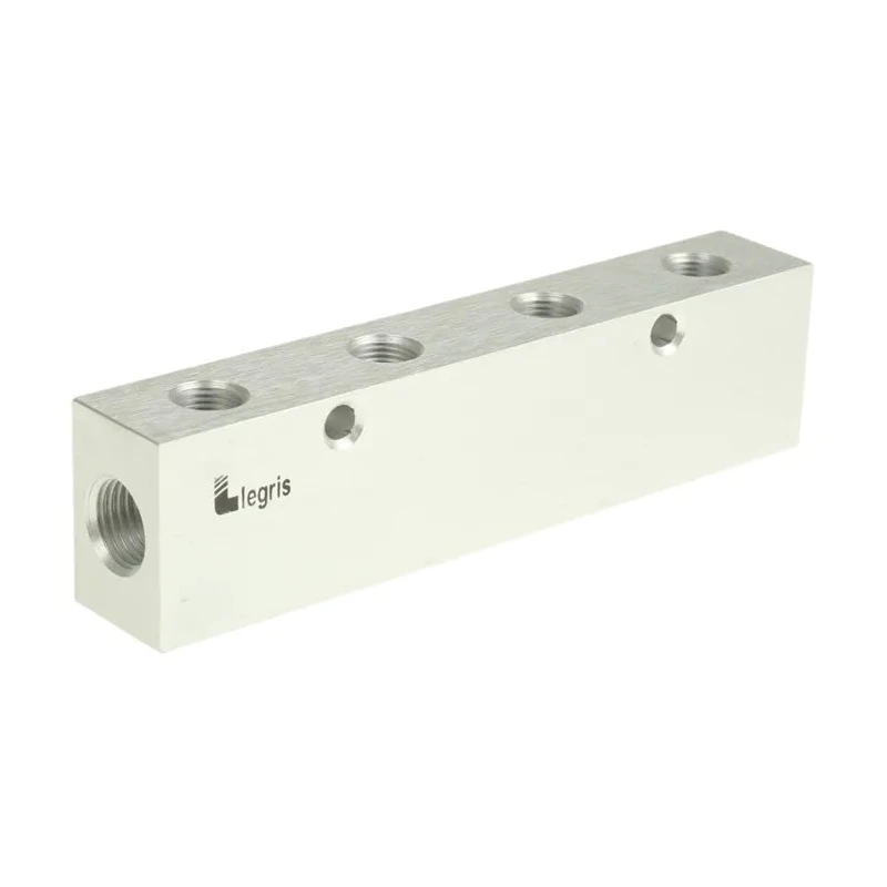 Legris Double Sided Anodised Aluminium Pneumatic 8 Outlet Manifold 3313 10 13 04