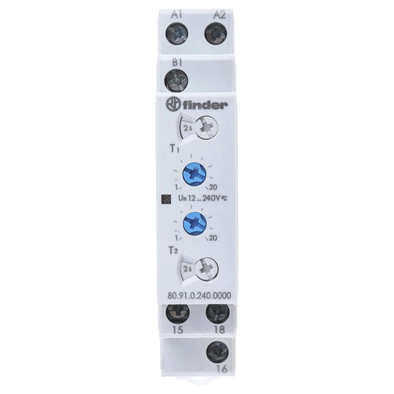 Finder 80 Series DIN Rail Timer Relay, Multifunction, 1-Contact, 12 to 240 V AC/DC Supply, 16A Contact 80.91.0.240.0000
