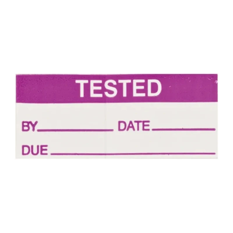 RS PRO Pre-Printed Adhesive Label, Tested Text, Purple on White, 38 x 16 mm, Pack of 140, Model 450-6029