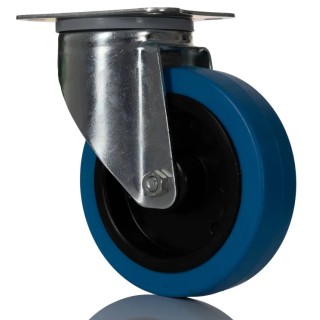 Tente Swivel Castor 250 kg Capacity 125 mm Wheel Elastic Tyre 3470UFR125P62BLUE