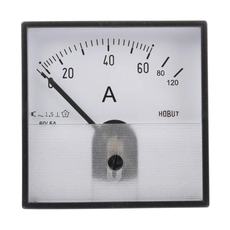 HOBUT Analogue Panel Ammeter 120 A AC Moving Iron, 72 mm x 72 mm PD72MIS5A2/2-001 0/60/120A