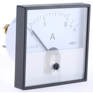 HOBUT Analogue Panel Ammeter 20 A AC, 72 mm x 72 mm Cutout, Class 1.5 Moving Iron PD72SD