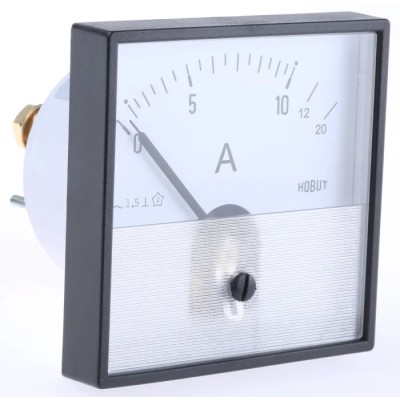 HOBUT Analogue Panel Ammeter 20 A AC, 72 mm x 72 mm Cutout, Class 1.5 Moving Iron PD72SD