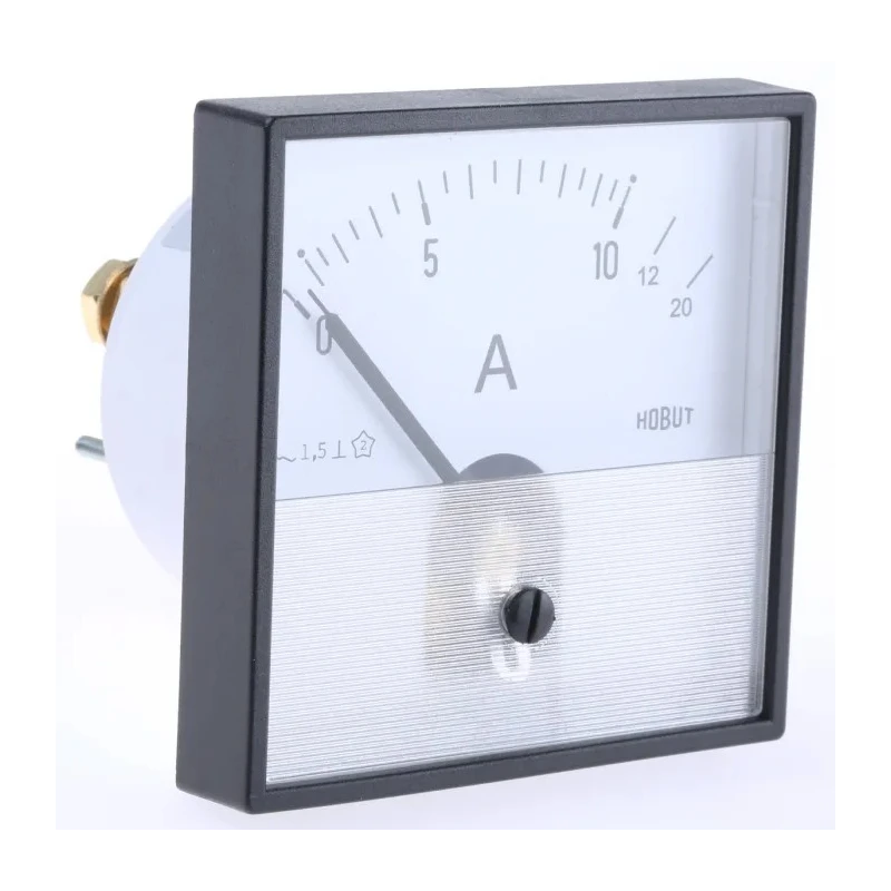 HOBUT Analogue Panel Ammeter 20 A AC, 72 mm x 72 mm Cutout, Class 1.5 Moving Iron PD72SD