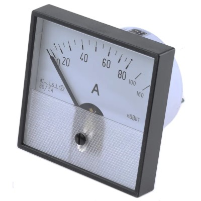 HOBUT Analogue Panel Ammeter 160 A AC Moving Iron, 72 mm x 72 mm PD72MIS5A2/2-001 0/80/160A