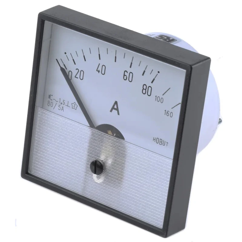 HOBUT Analogue Panel Ammeter 160 A AC Moving Iron, 72 mm x 72 mm PD72MIS5A2/2-001 0/80/160A