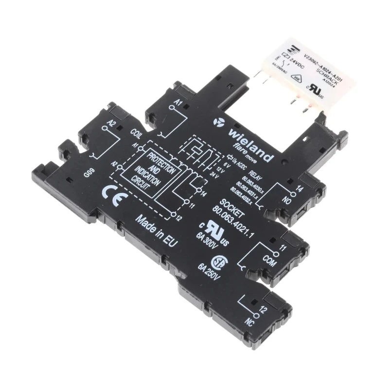 Wieland Flare Series Interface Relay DIN Rail Mount 24V ac/dc Coil SPDT 6A Contact 80.010.4522.1