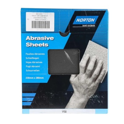 Norton Silicon Carbide Sanding Sheet 280 mm x 230 mm P180 Grit Very Fine Grade 63642532957