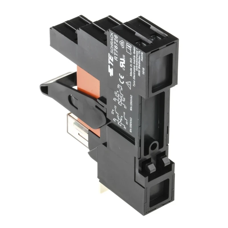 TE Connectivity RT Series Electromechanical Interface Relay Module DIN Rail Mount 24V DC Coil DPDT 8A RT4S4LC4 1-1415073-1