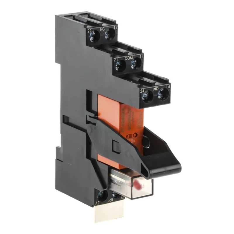 TE Connectivity RT Series Electromechanical Interface Relay Module DIN Rail Mount 24V DC Coil DPDT 8A RT4S4LC4 1-1415073-1