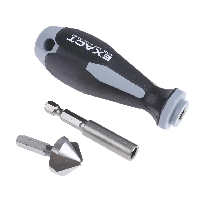 EXACT HSS Countersink Drill Bit Set, 20.5 mm Head Diameter, 3 Flute, 90° Countersink Angle, 6.35 mm Shank Diameter, 9 05649