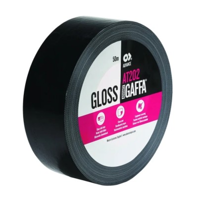 Advance Tapes Black Gloss Cloth Gaffa Tape 50mm x 50m, 0.22mm Thick AT202