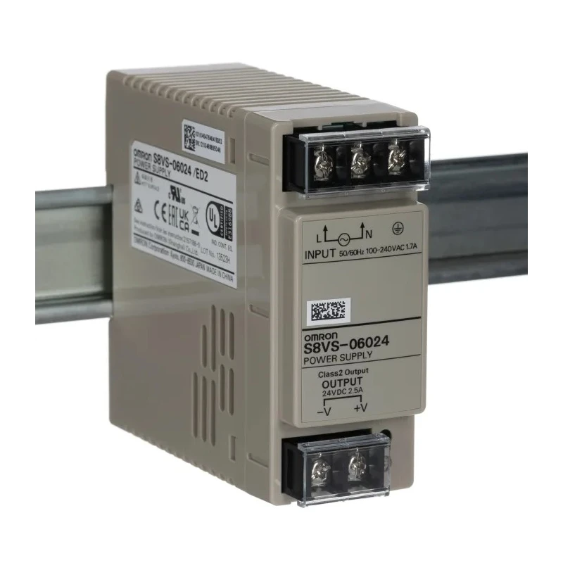Omron Switched Mode DIN Rail Power Supply 24V DC 2.5A Output 60W AC Input 85-264V S8VS
