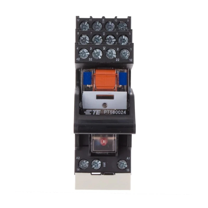 TE Connectivity DIN Rail Power Relay 24V dc Coil 6A Switching Current 4PDT PT5L8LC4 1-1415535-8