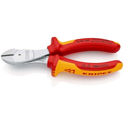Knipex Insulated 1000V VDE Approved Diagonal Side Cutter 160mm Jaw Width 11mm Model 74 06 160