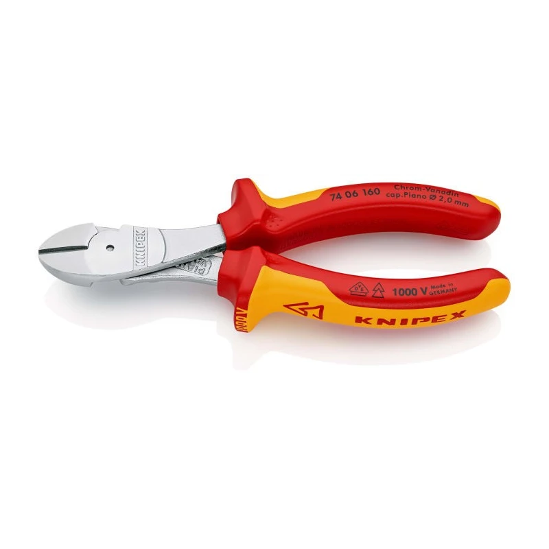 Knipex Insulated 1000V VDE Approved Diagonal Side Cutter 160mm Jaw Width 11mm Model 74 06 160