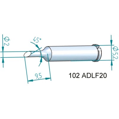 Ersa 2 mm Hoof Shaped 30.5 mm Soldering Iron Tip for i-Tool 102ADLF20