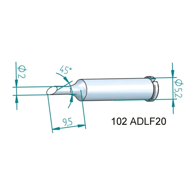 Ersa 2 mm Hoof Shaped 30.5 mm Soldering Iron Tip for i-Tool 102ADLF20