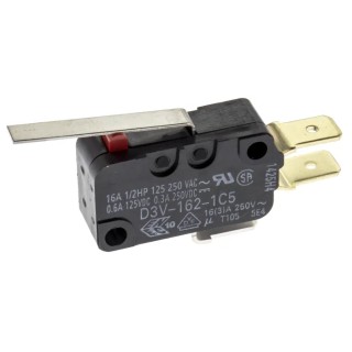 Omron Hinge Lever Micro Switch with Tab Terminal, 16A, 250 V AC, SPDT, IP40 D3V-162-1C5
