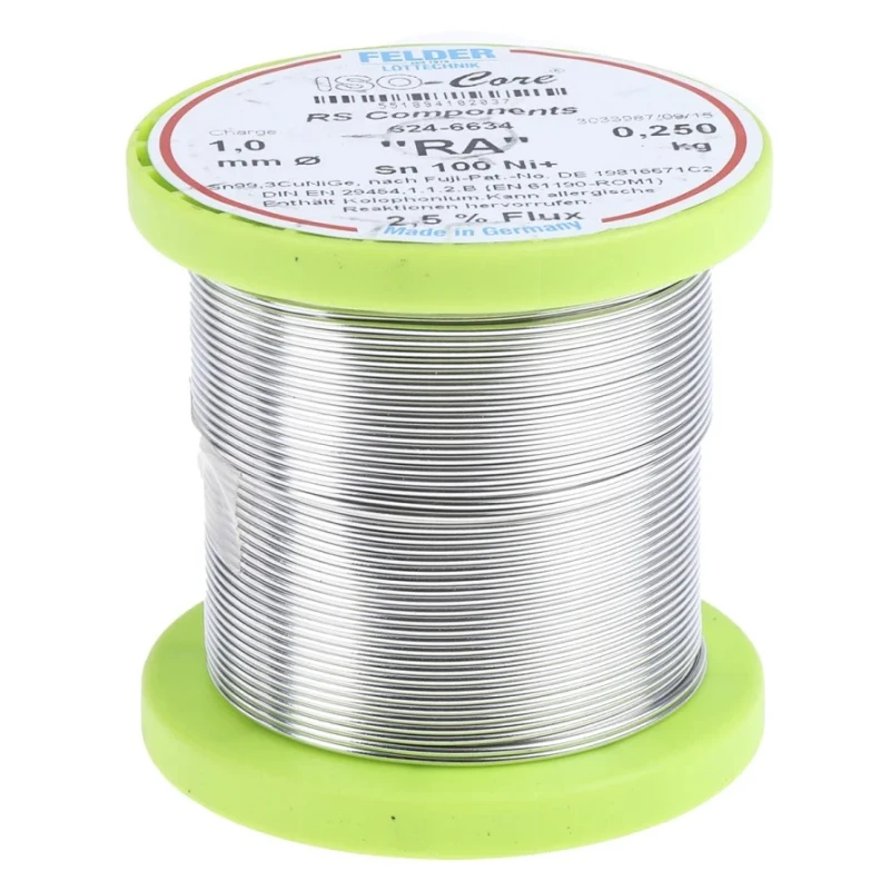 Felder Lottechnik Lead Free Solder Wire 1 mm Diameter Rosin Based Flux Core 227°C Melting Point 551894102037