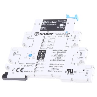 Finder 38 Series DIN Rail Timer Relay, 1-Contact, 24V AC/DC, 220 to 240 V DC Supply, 0.1 s to 6 h Time 38.21.0.024.9024