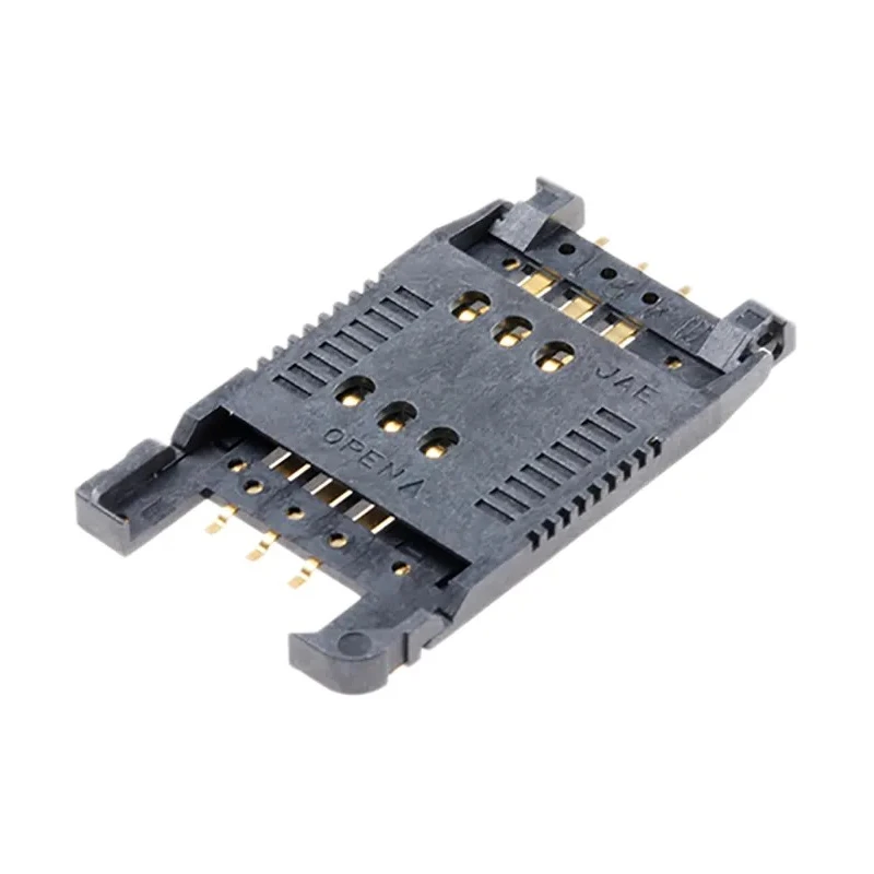 JAE SF7 6 Way SIM Memory Card Connector, Solder Type, Surface Mount, Gold over Nickel Plating SF7W006S1BE