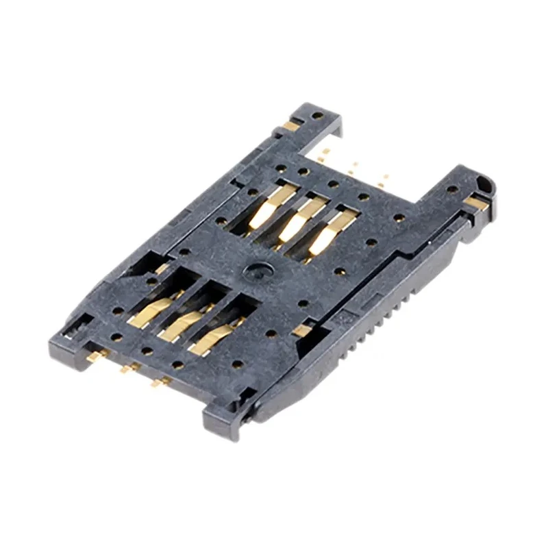 JAE SF7 6 Way SIM Memory Card Connector, Solder Type, Surface Mount, Gold over Nickel Plating SF7W006S1BE