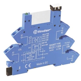 Finder 5 Way 250V AC DIN Rail Relay Socket for 34.81, 34.51 Series Relays 93.51.0.125