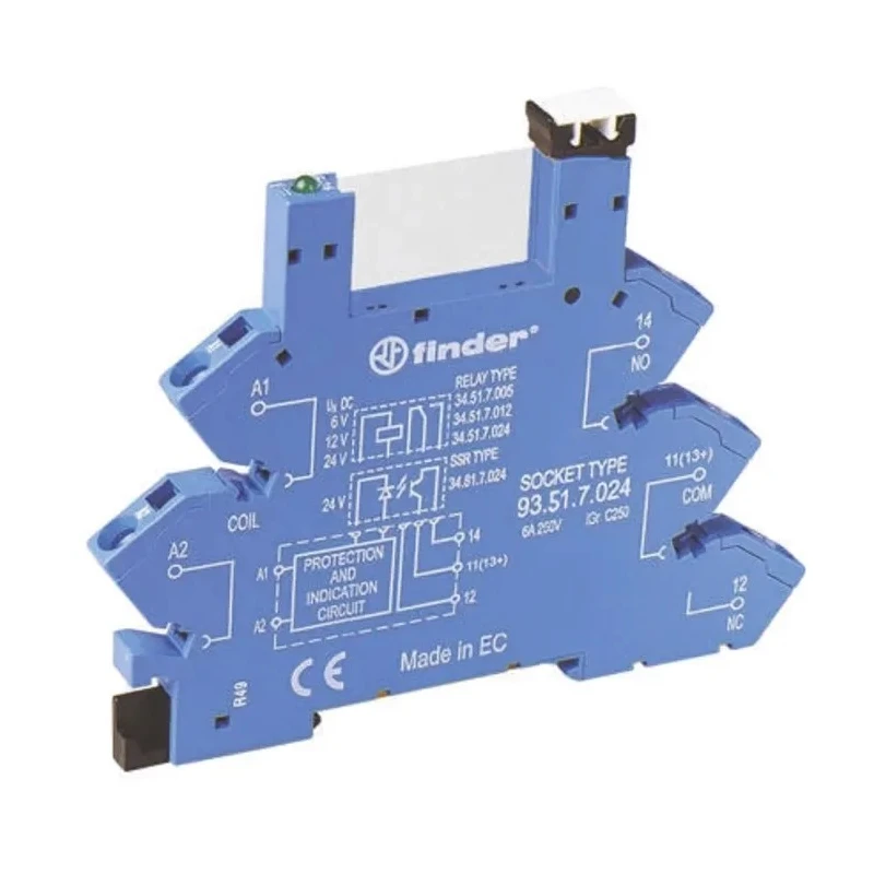 Finder 5 Way 250V AC DIN Rail Relay Socket for 34.81, 34.51 Series Relays 93.51.0.125