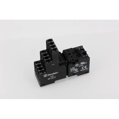 Finder 8 Way 250V DIN Rail Relay Socket with Screw Termination for 55.32 Relay 94.020SMA